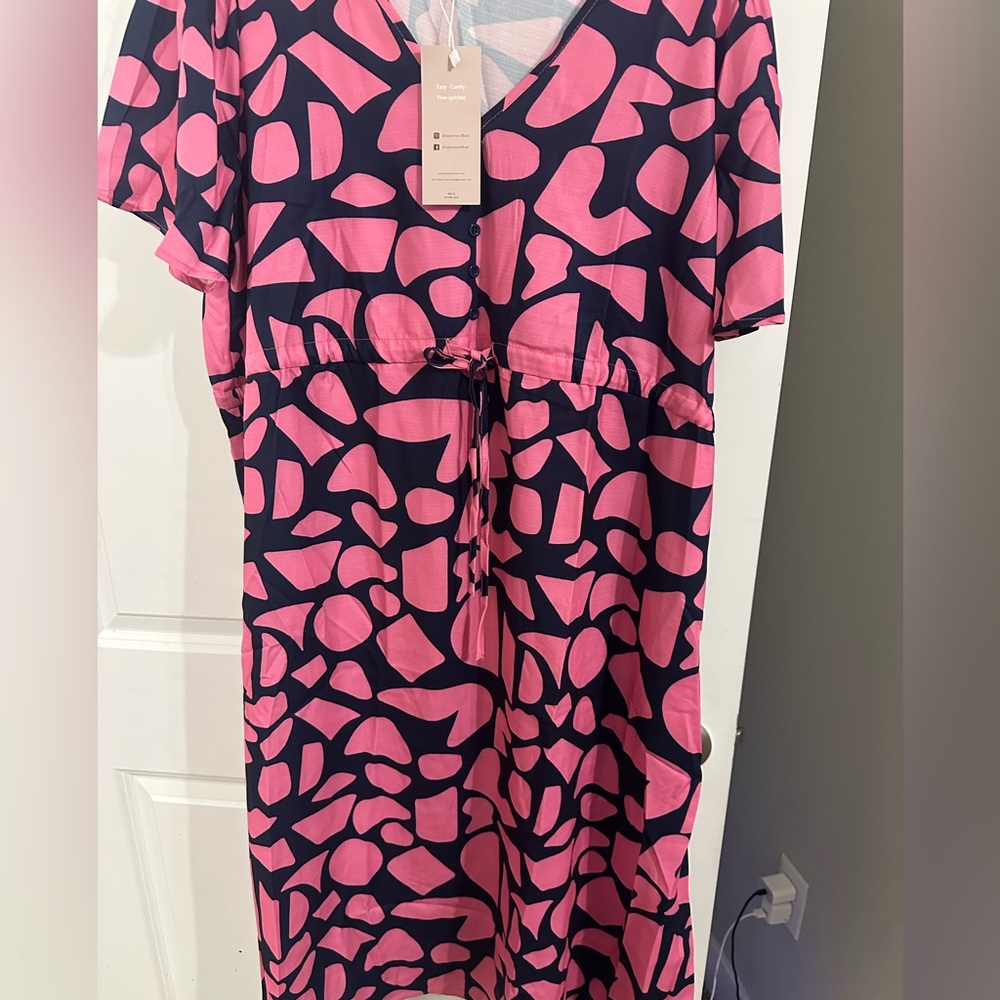 Pink and Black Patterned Dress